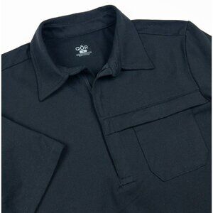 QOR Polo Shirt Men’s Small Black Stretch Short Sleeve 1/4 Zip Pullover Stretch